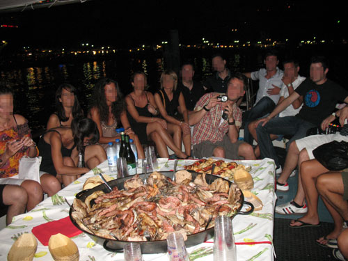 Party aboard boat at lake Garda
